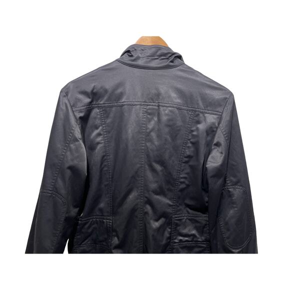Enita Black Womens Medium Satin Utility Jacket Zip Snap Brass Button Lined Black - Picture 6 of 13